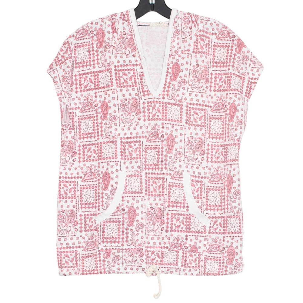 Jane & Delancey Paisley Bandana Top Hoodie Red White Boho Cottage Y2K Size M